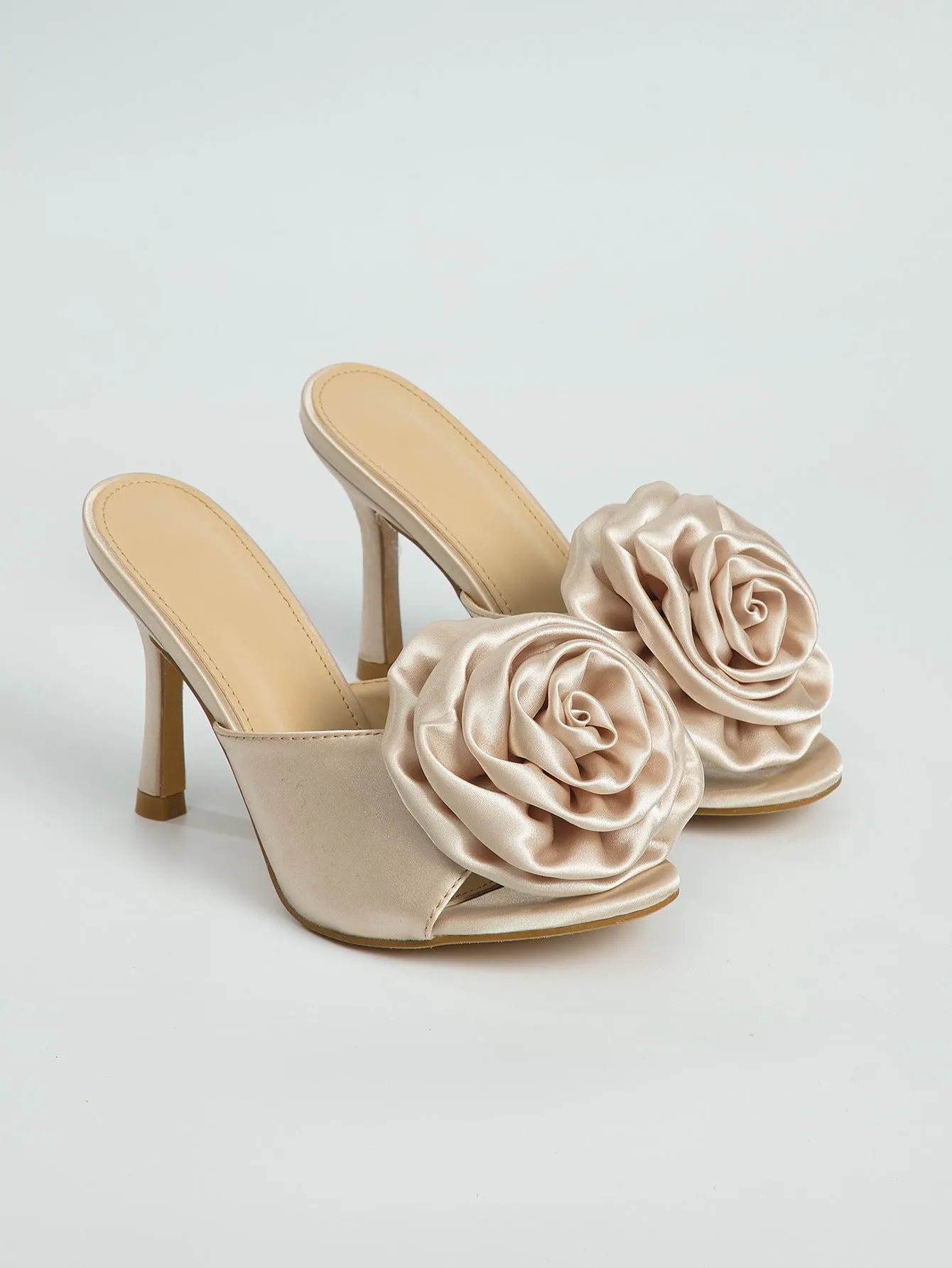 Low Cut Shoes Open Toe Floral Stiletto Heel Sandals