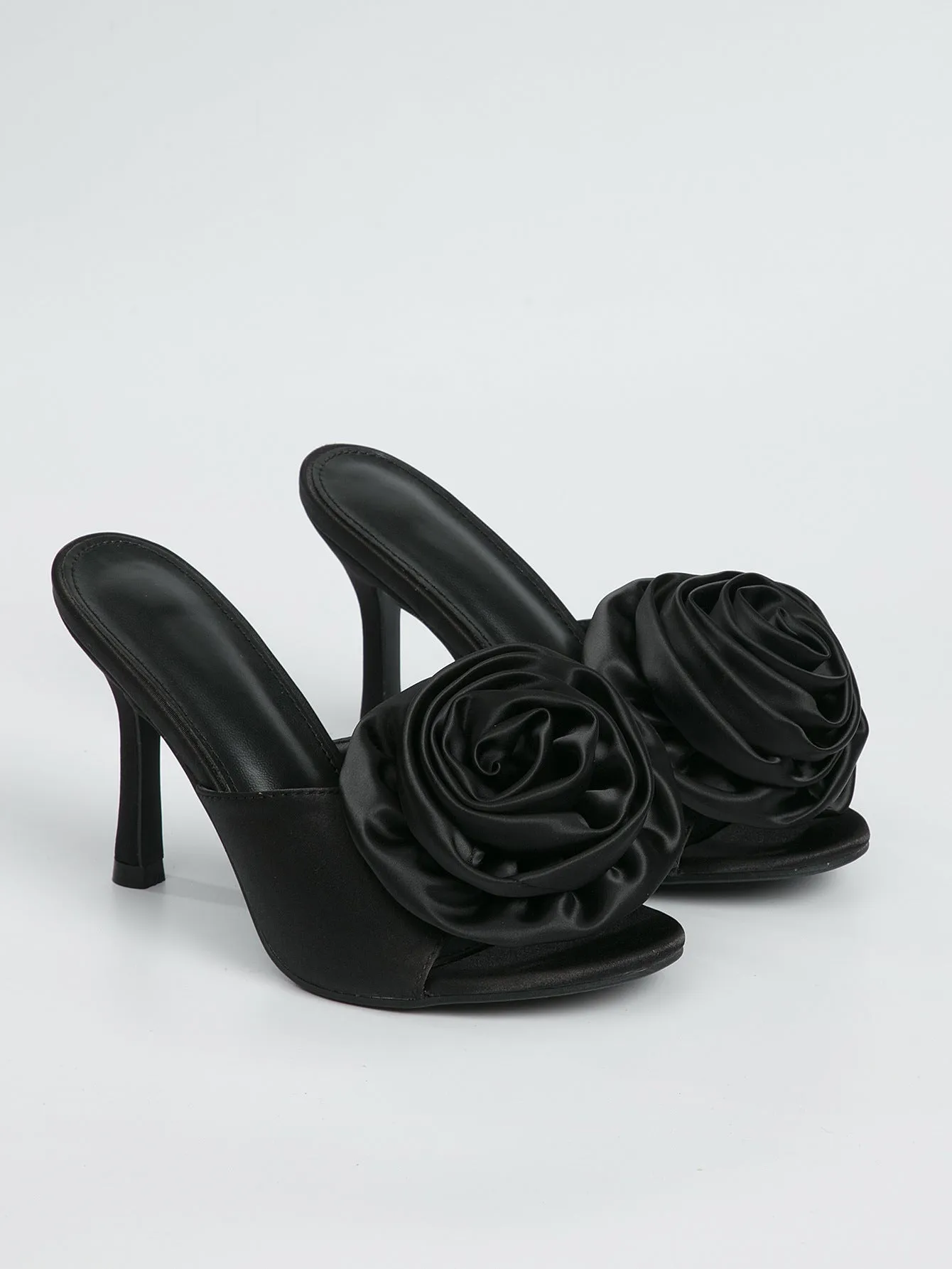 Low Cut Shoes Open Toe Floral Stiletto Heel Sandals
