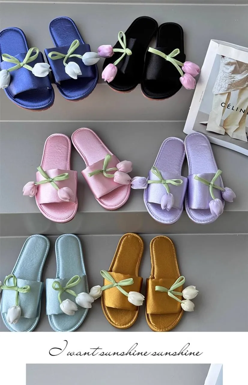 Luxury Soft & Elegant Tulip Floral Slide Sandals