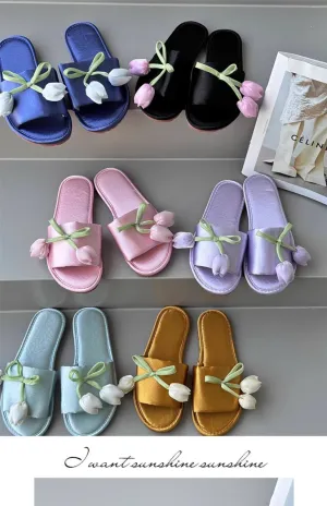 Luxury Soft & Elegant Tulip Floral Slide Sandals