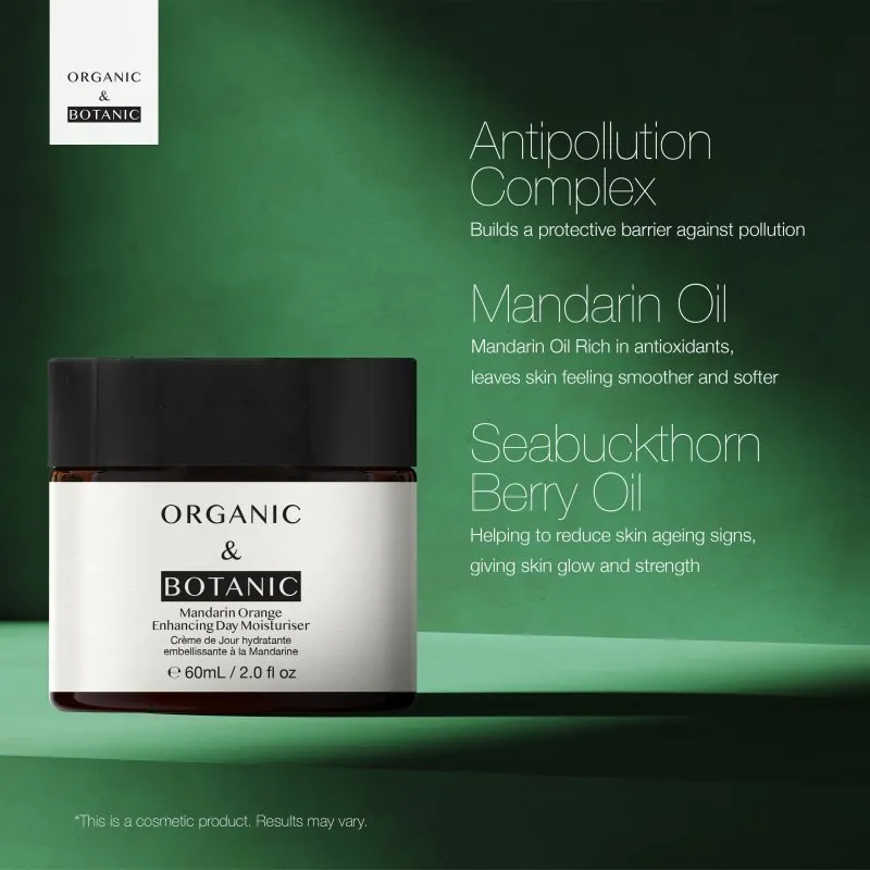 Mandarin Orange Day Moisturizer with Vitamin C & Sea Buckthorn - 60ml - Lightweight Hydration, Antioxidant Protection, & Pollution Defense for Radiant Skin