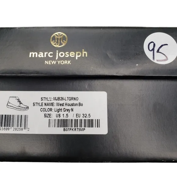 Marc Joseph | NIB West Houston Bootie Light Grey Nobuck Lace Up Leather Boot 1.5