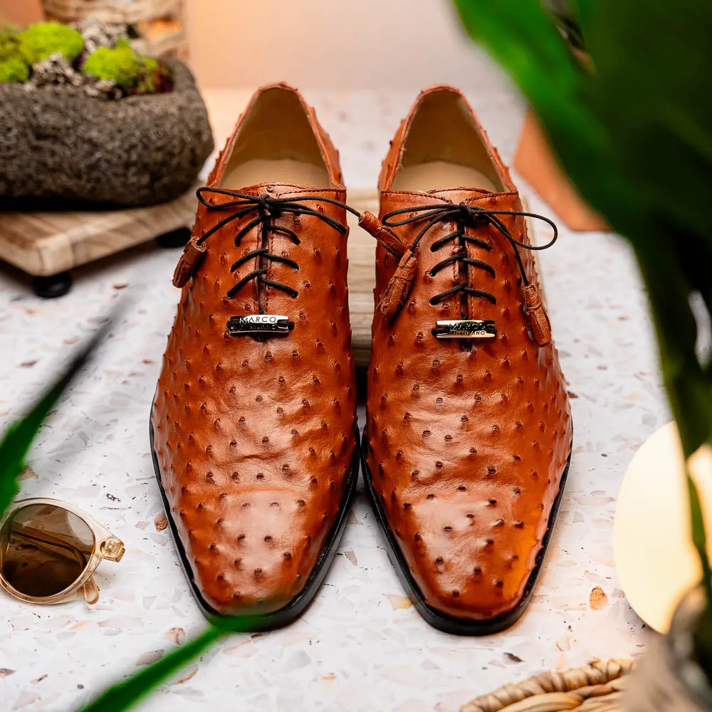 Marco Di Milano Criss in Brandy Ostrich Oxford Dress Shoes