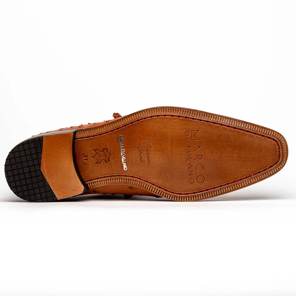 Marco Di Milano Criss in Brandy Ostrich Oxford Dress Shoes