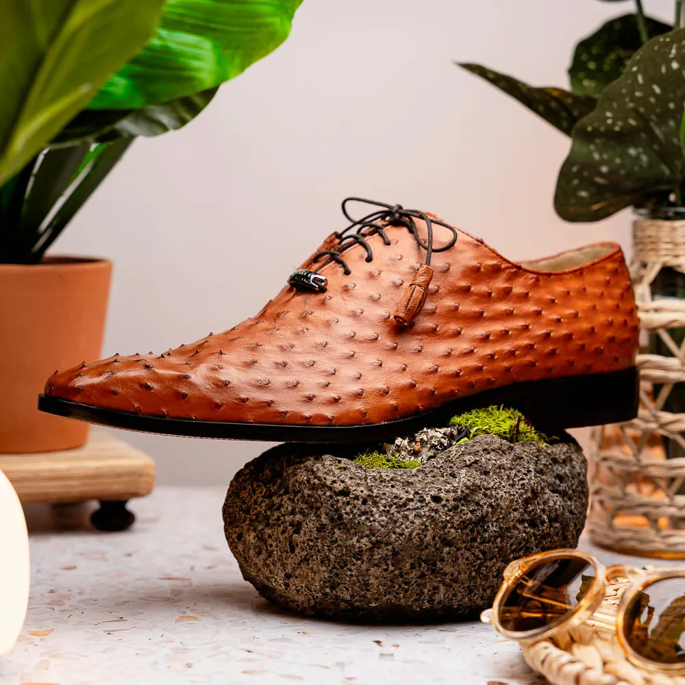 Marco Di Milano Criss in Brandy Ostrich Oxford Dress Shoes