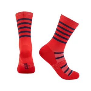 Navy Breton Signature Sock - Fire Red