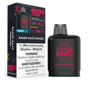 (NEW!) Flavour Beast Level X 15k puff BOOST disposable pods - Ragin' Razz Mango Iced