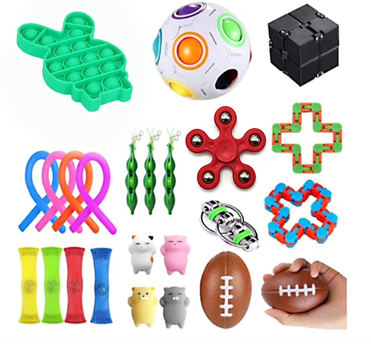 New Sensory Fidget Toy Set 24-Piece Set Stress Relief and Anti-Anxiety Tools Bundle Squeeze Sensory Toy for Kid and Adult (24 Piece)