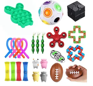 New Sensory Fidget Toy Set 24-Piece Set Stress Relief and Anti-Anxiety Tools Bundle Squeeze Sensory Toy for Kid and Adult (24 Piece)