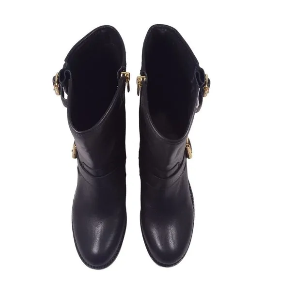 New Vince Camuto Wendeema WomensLeather MotoBoot Harness Detailed Mid-Calf 6.5M