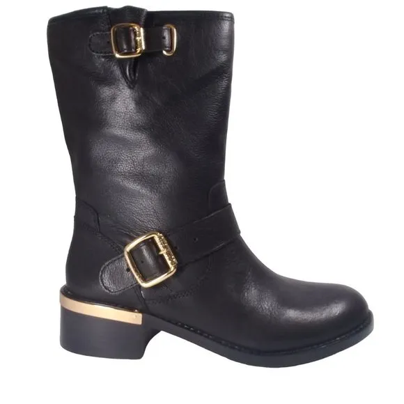 New Vince Camuto Wendeema WomensLeather MotoBoot Harness Detailed Mid-Calf 6.5M