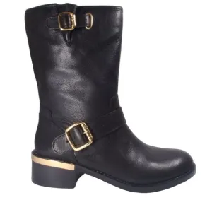 New Vince Camuto Wendeema WomensLeather MotoBoot Harness Detailed Mid-Calf 6.5M