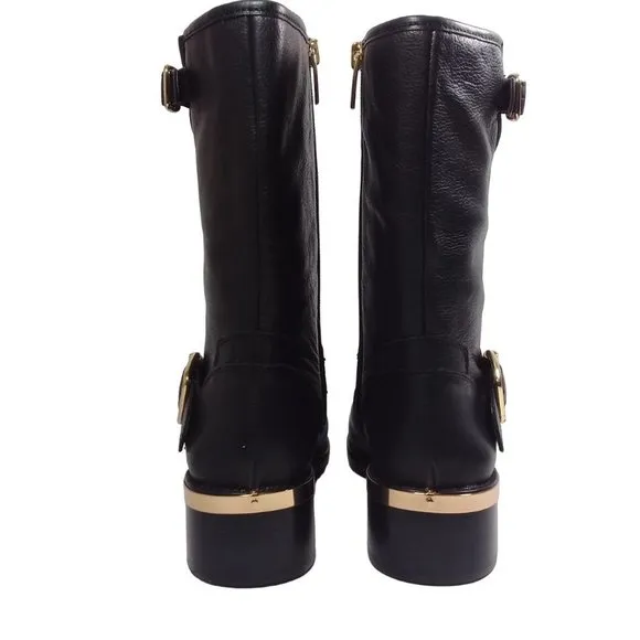 New Vince Camuto Wendeema WomensLeather MotoBoot Harness Detailed Mid-Calf 6.5M