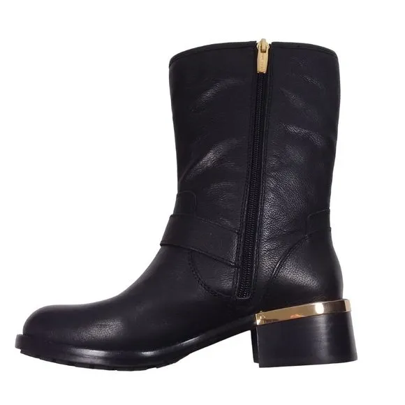 New Vince Camuto Wendeema WomensLeather MotoBoot Harness Detailed Mid-Calf 6.5M