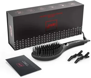 NIB! Jinri Professional Hair Straightener Brush, Fast Heating Hair Straightening Iron with Built-in Comb Auto Shut Off & LED Digital Display & Anti Scald Teeth(Black)