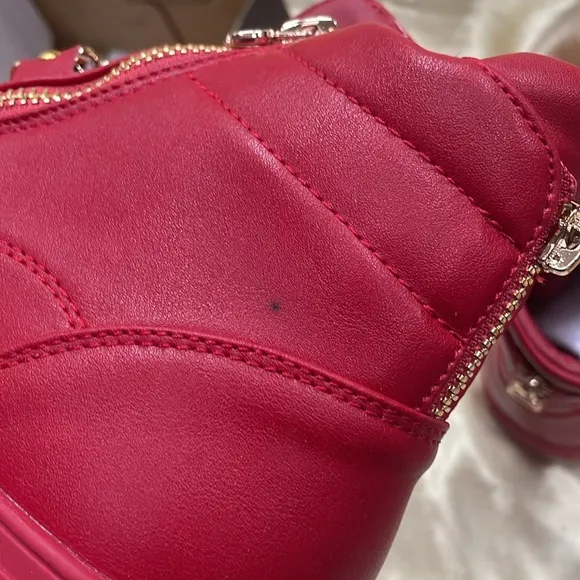 NWB FIESSO ENCORE DAMAGE LEATHER RED SHOE FI6901 hi top boot zipper