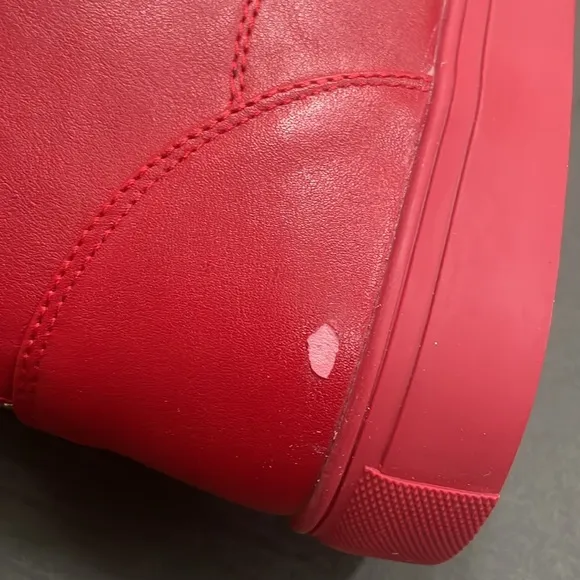 NWB FIESSO ENCORE DAMAGE LEATHER RED SHOE FI6901 hi top boot zipper