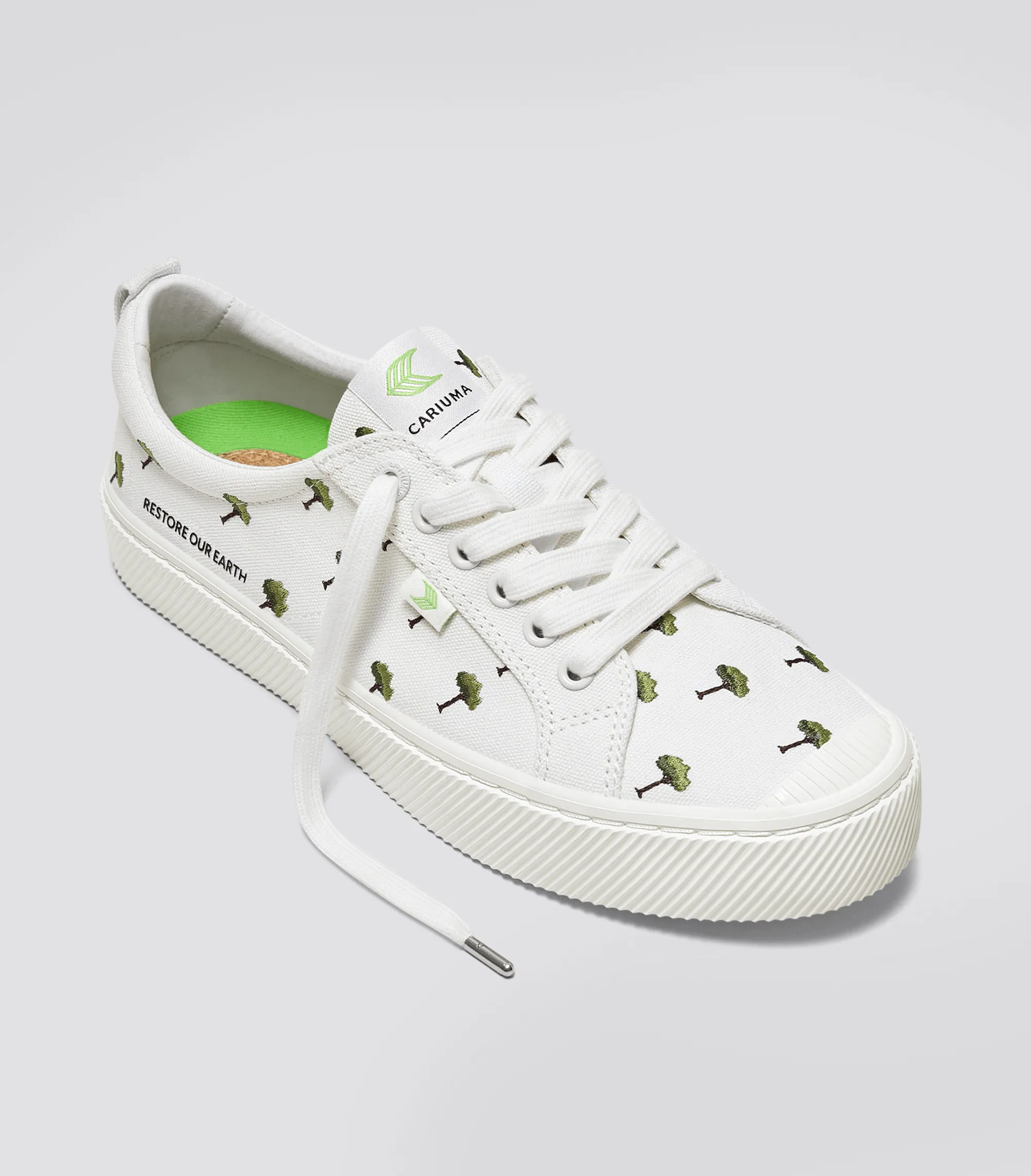 OCA Low Earth Day Embroidered Tree Off-White Canvas Sneaker Men