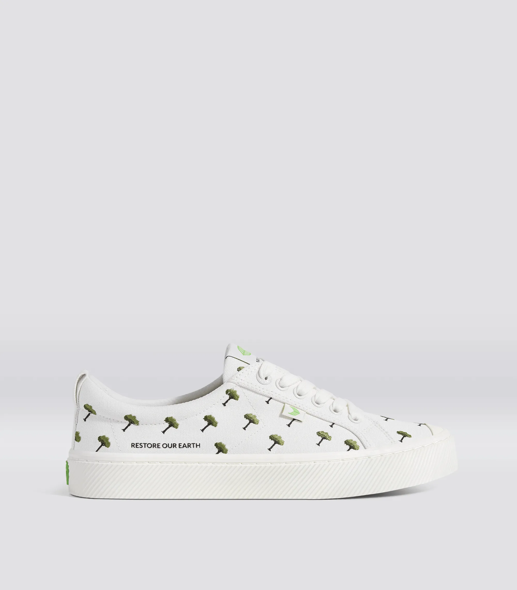 OCA Low Earth Day Embroidered Tree Off-White Canvas Sneaker Men
