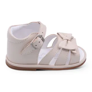 'Olivia' Girls Nude Leather Open-Toe Sandals