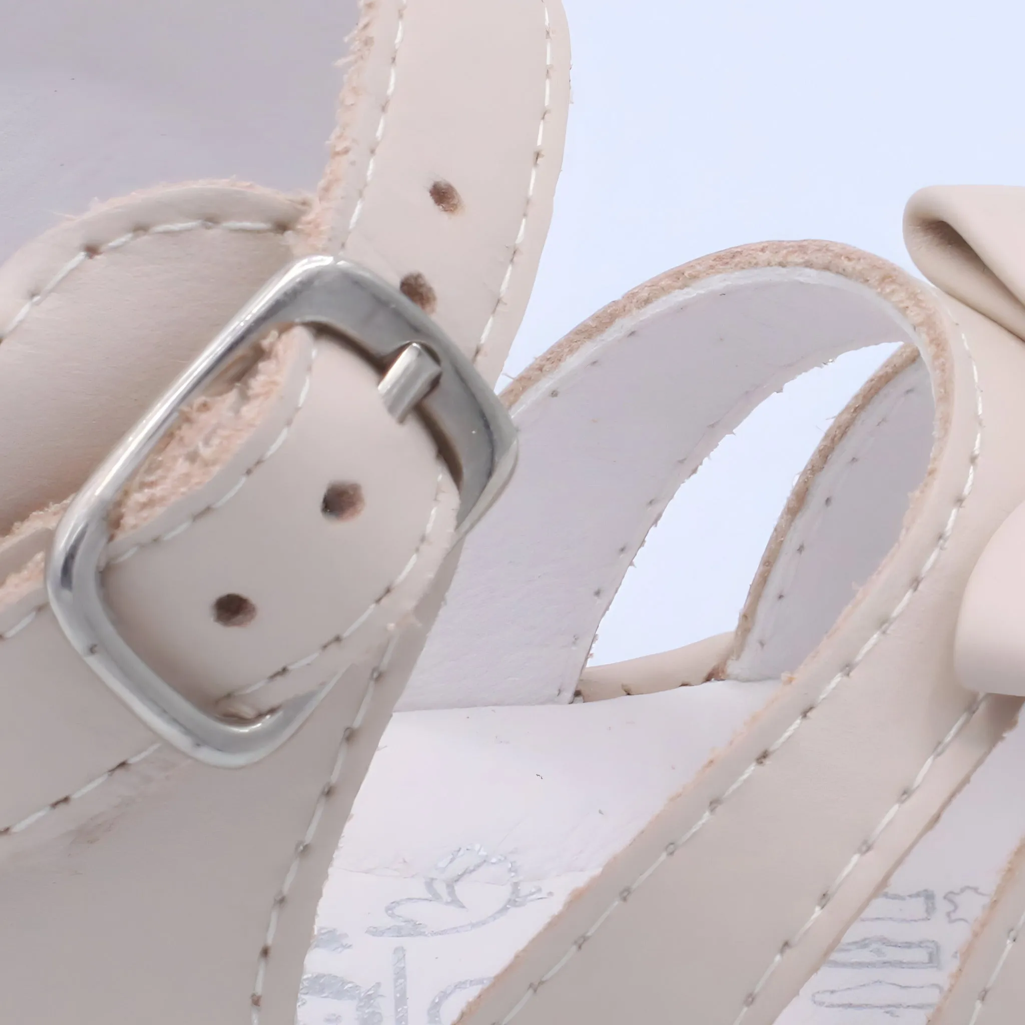 'Olivia' Girls Nude Leather Open-Toe Sandals
