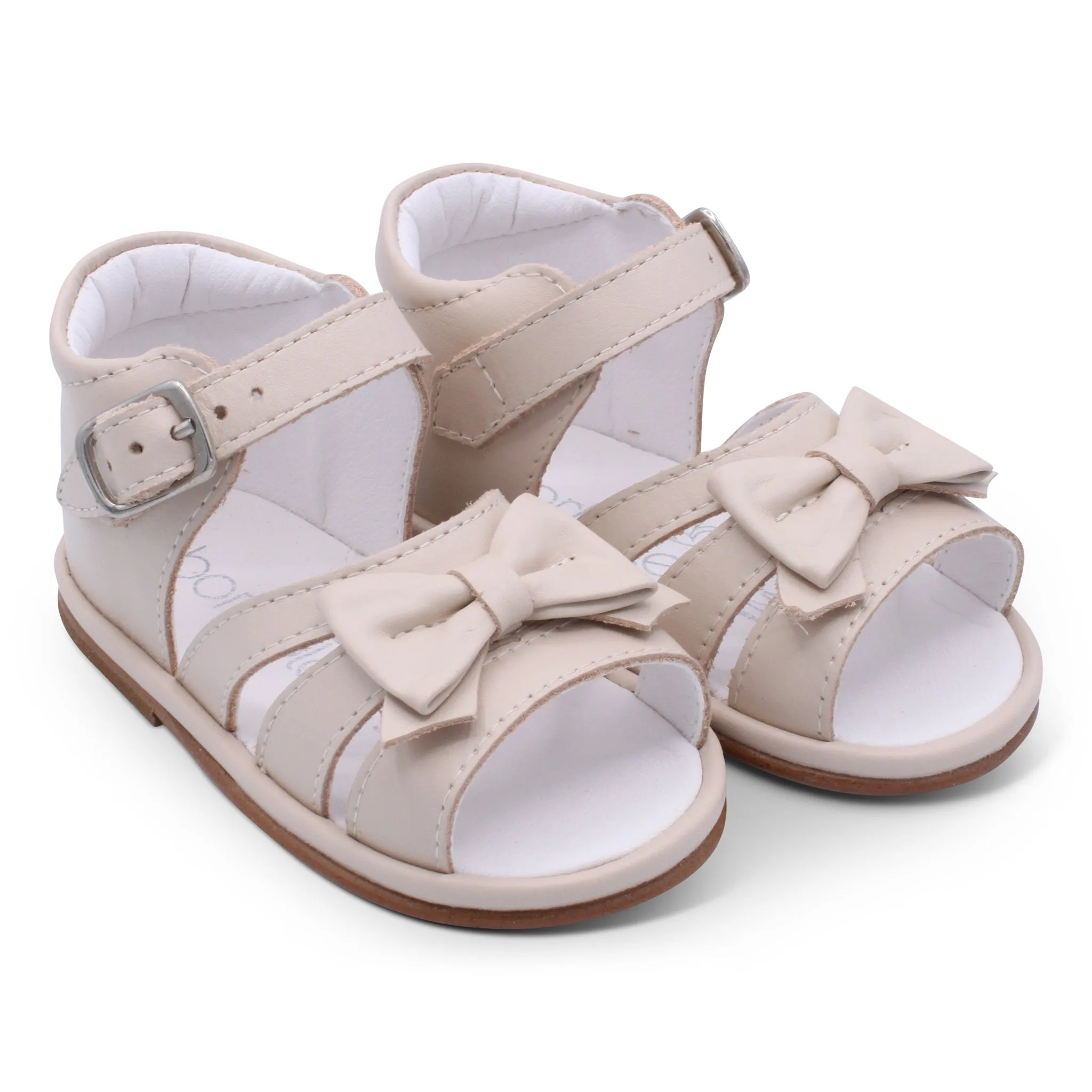 'Olivia' Girls Nude Leather Open-Toe Sandals
