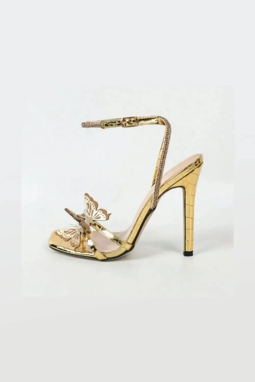 Open Toe Butterfly Ankle Strap Stiletto Sandals
