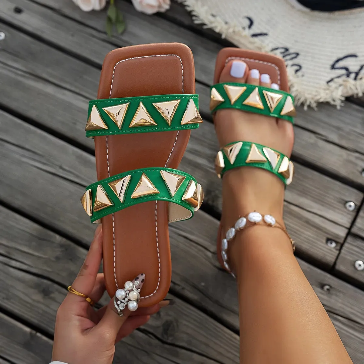 Open Toe Flats Sandals