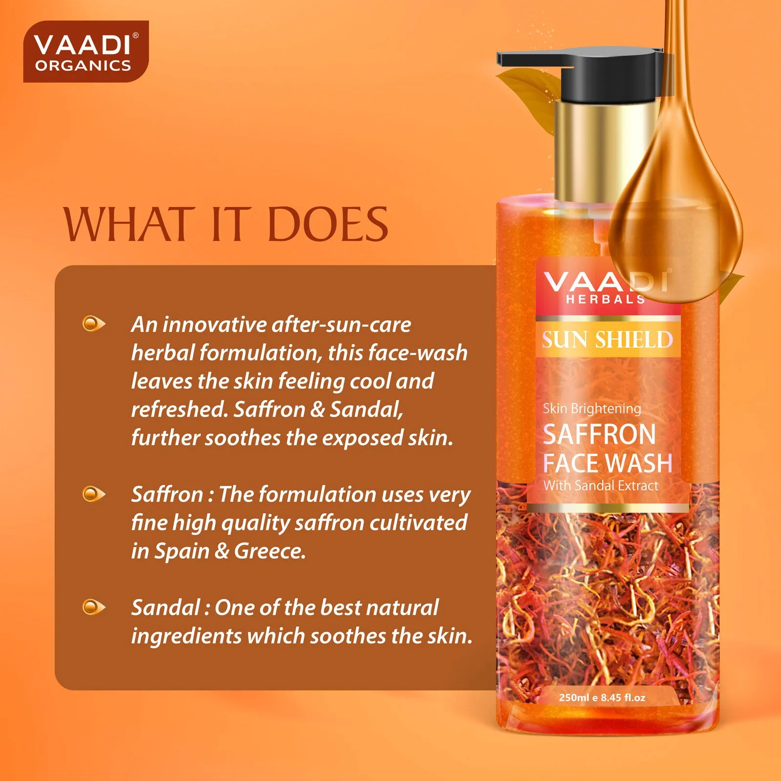 Pack of 2 Skin Whitening Saffron Face Wash With Sandal Extract (250 ml x 2)
