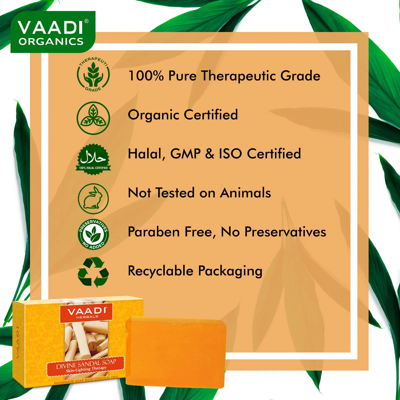 Pack of 3 Divine Sandal Soap with Saffron & Turmeric (75 gms x 3)