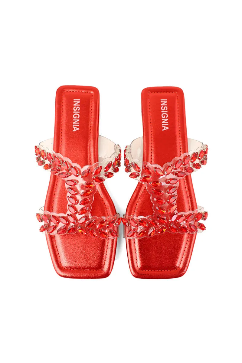 Party Wear Slip On I38566-Red