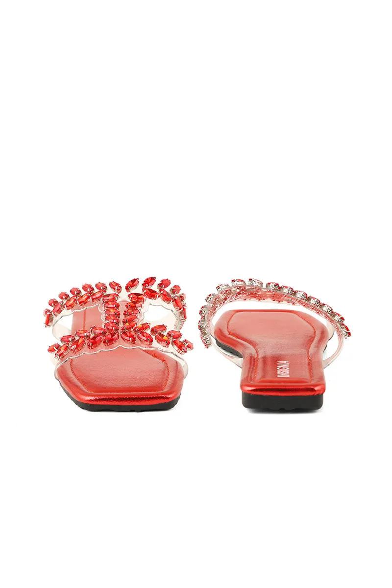 Party Wear Slip On I38566-Red