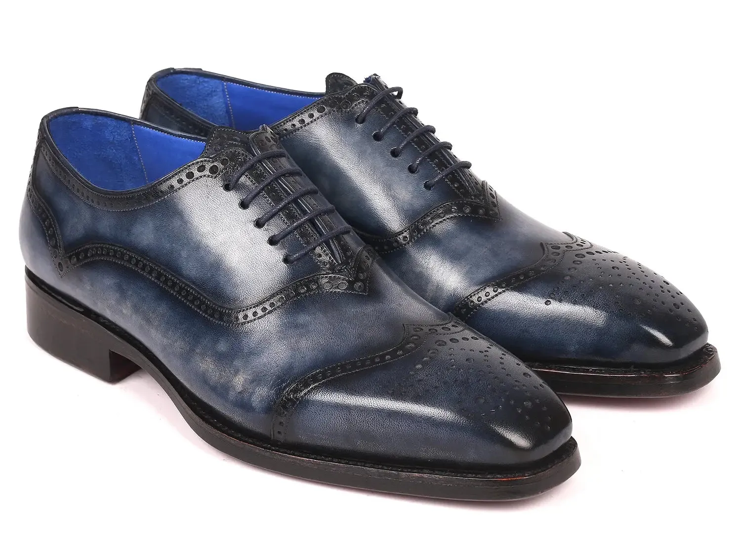 Paul Parkman Men's Goodyear Welted Oxford Shoes in Navy