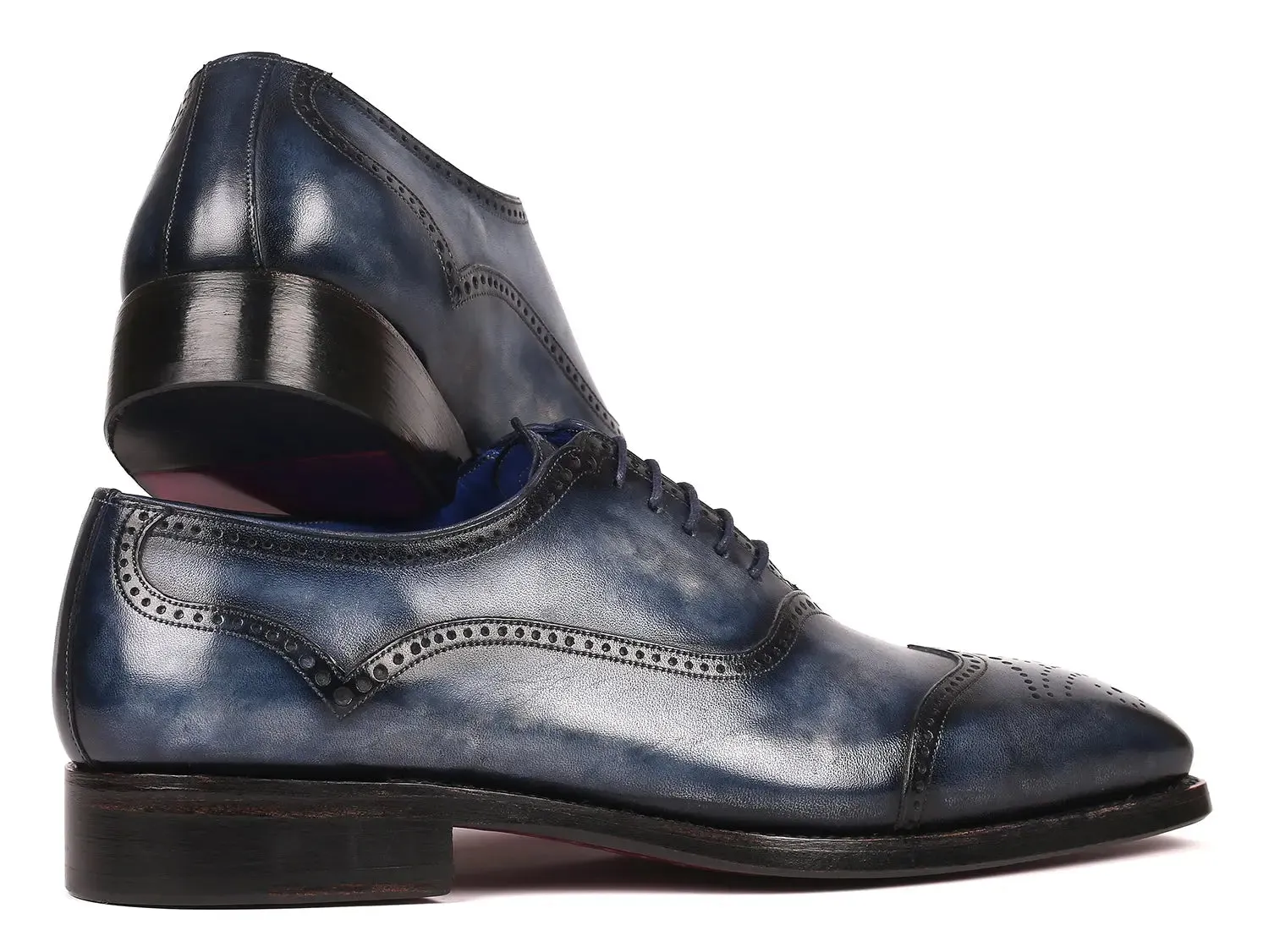 Paul Parkman Men's Goodyear Welted Oxford Shoes in Navy