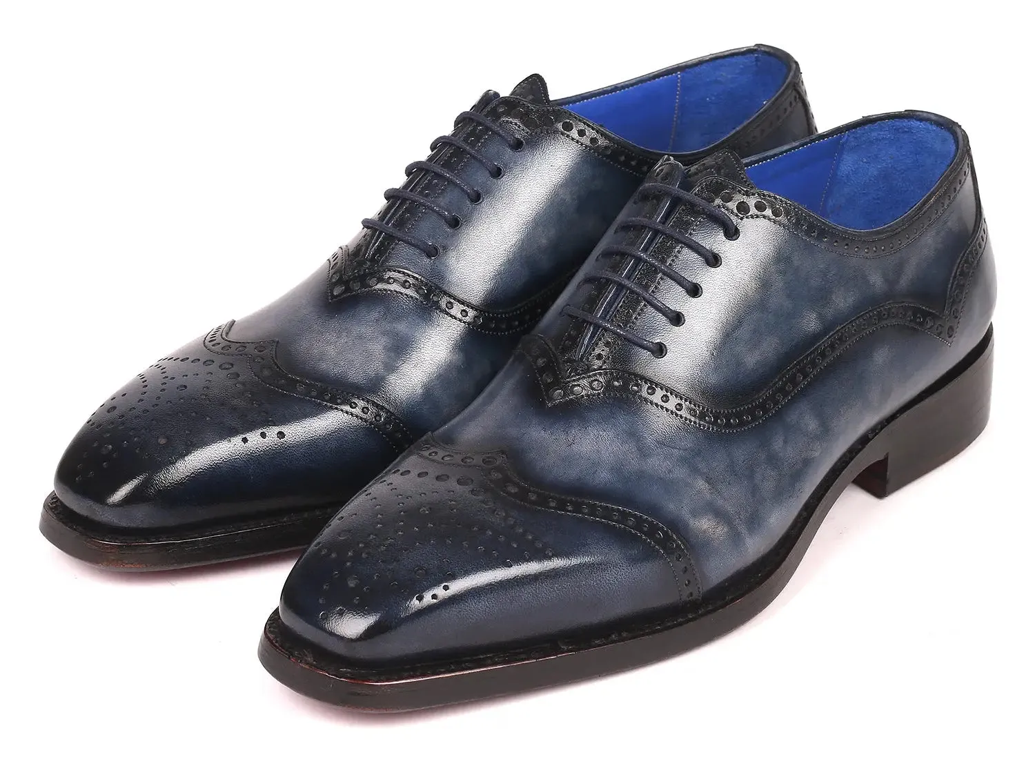 Paul Parkman Men's Goodyear Welted Oxford Shoes in Navy