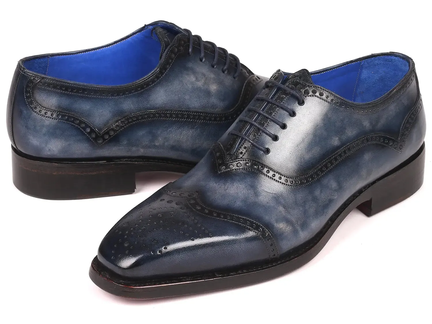 Paul Parkman Men's Goodyear Welted Oxford Shoes in Navy