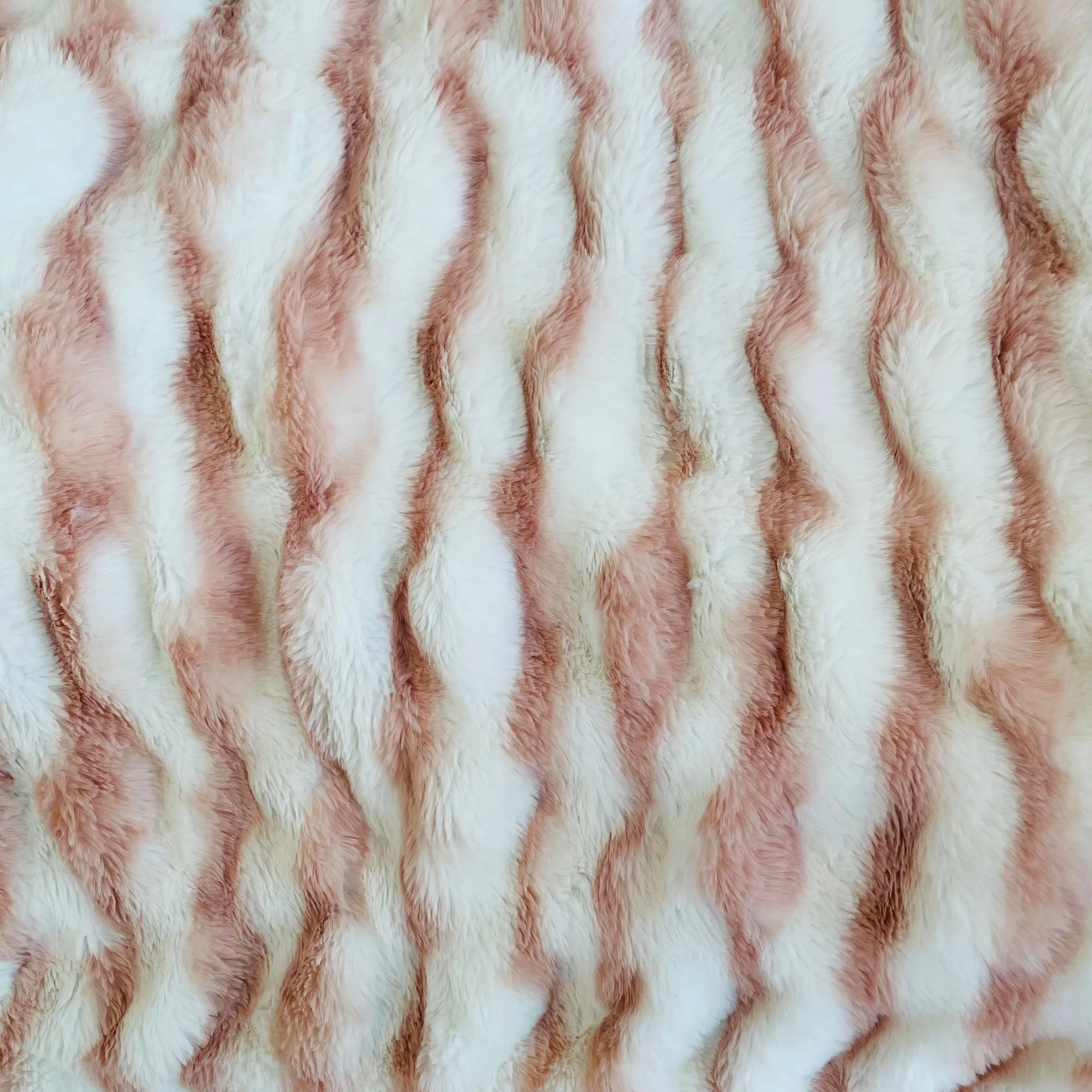 Plutus White Pink Snow Chinchilla Faux Fur Luxury Throw Blanket