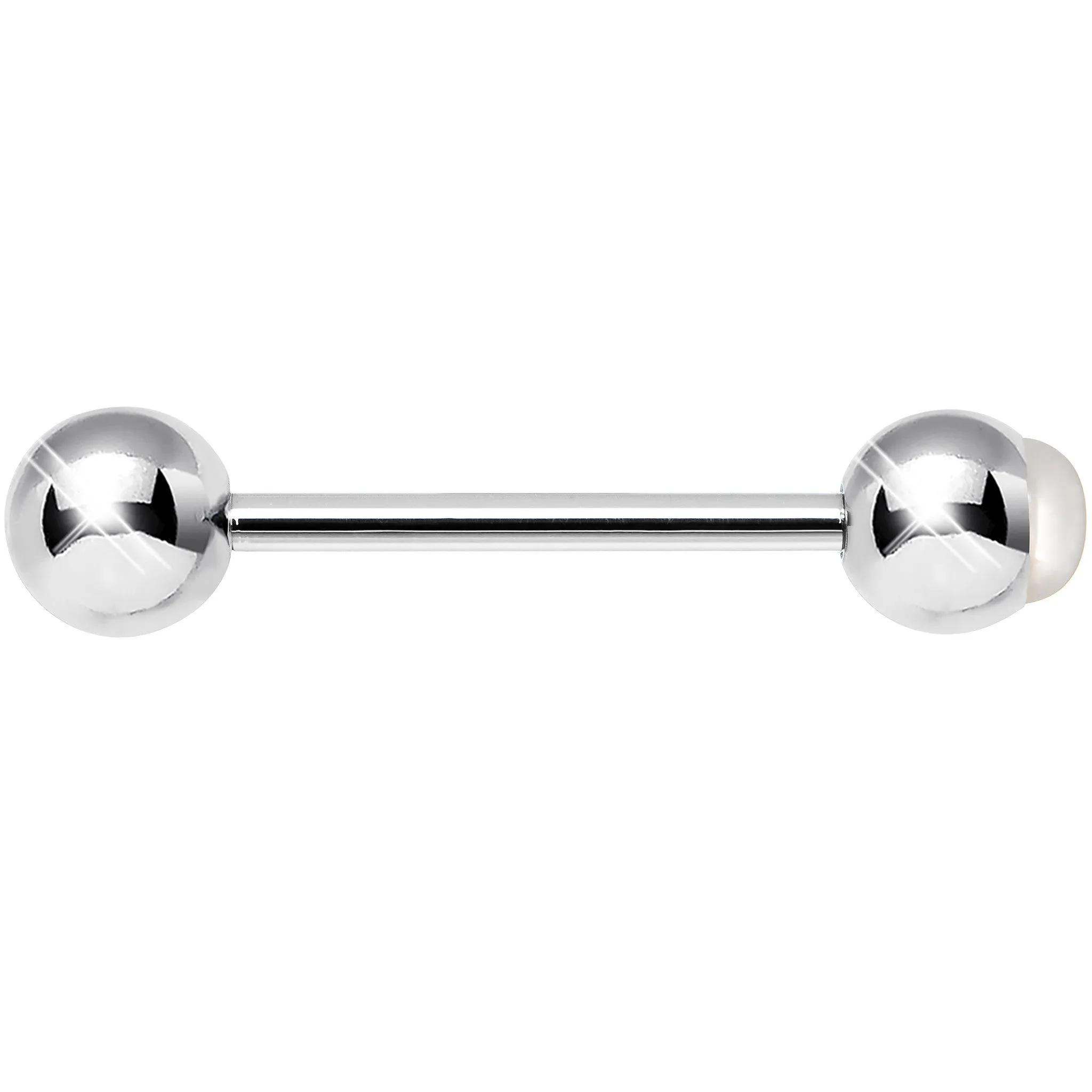 Pure as Snow White Faux Opal Barbell Tongue Ring