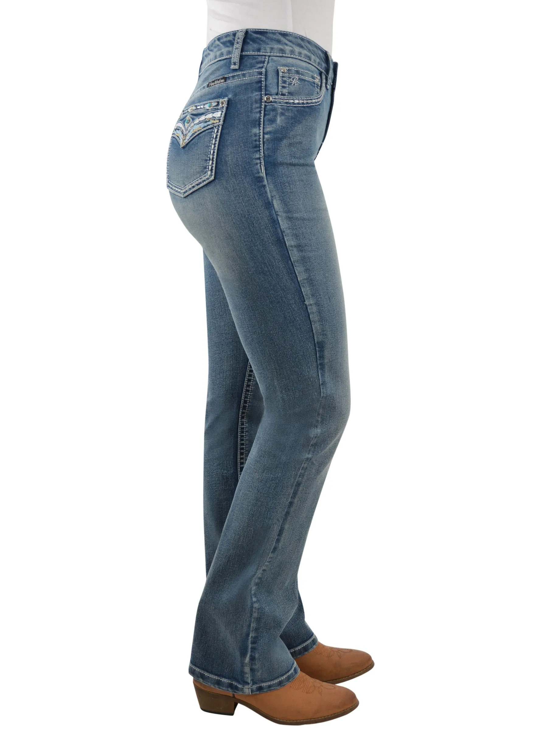 Pure Western Women's Jemma Hi-Waist Bootcut Jean 32 Leg - Moonshine