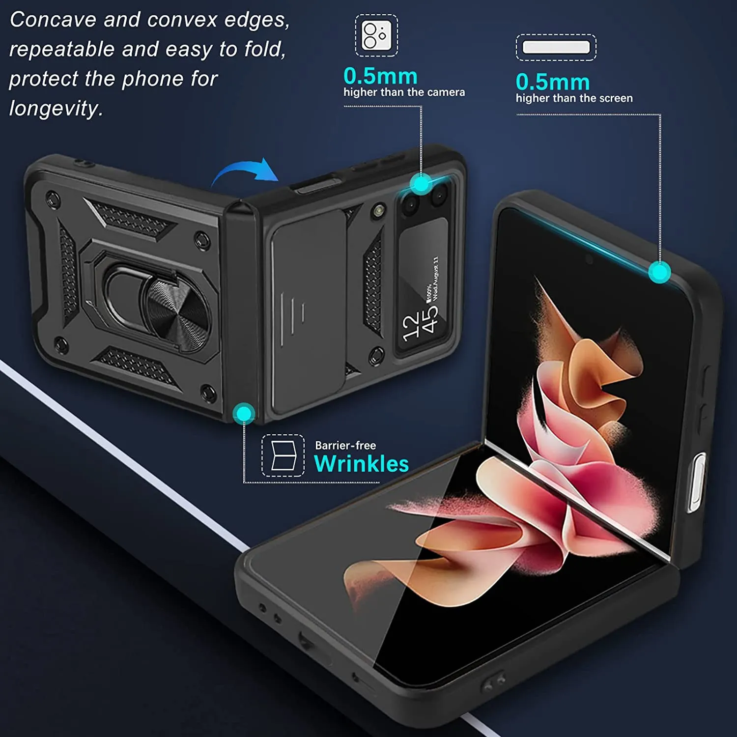 Rugged Military Grade Heavy Duty Armor Shockproof Anti-Drop Phone Case For Galaxy Z Flip 3 5G