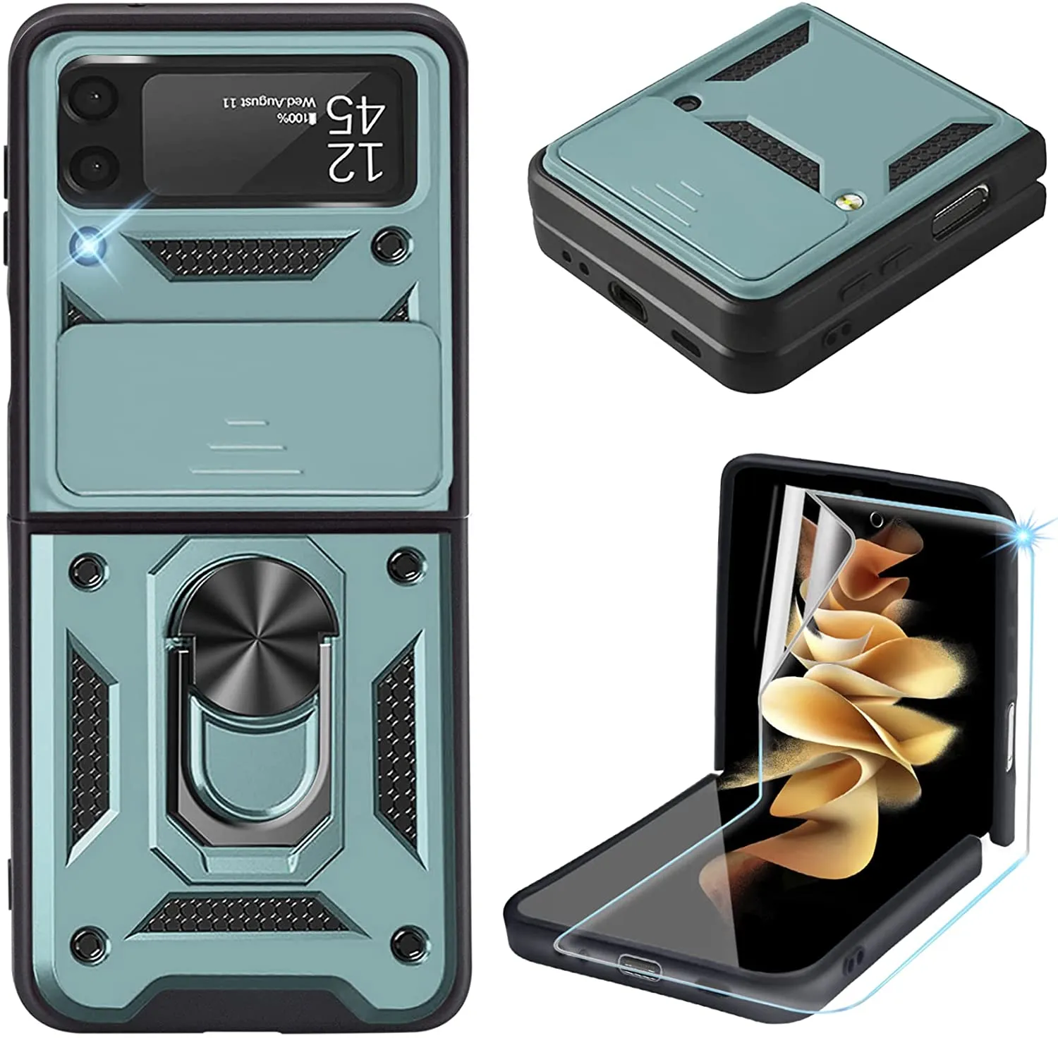 Rugged Military Grade Heavy Duty Armor Shockproof Anti-Drop Phone Case For Galaxy Z Flip 3 5G