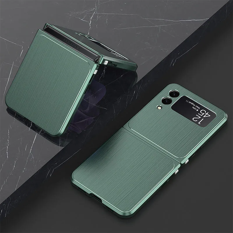 Samsung Galaxy Z Flip 3 Magnetic Brushed Metal Anti-fall Protective Cover For Galaxy Z Fold 3