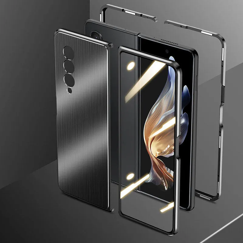 Samsung Galaxy Z Flip 3 Magnetic Brushed Metal Anti-fall Protective Cover For Galaxy Z Fold 3