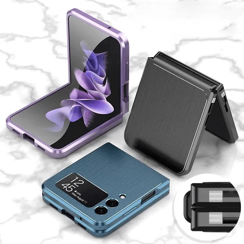 Samsung Galaxy Z Flip 3 Magnetic Brushed Metal Anti-fall Protective Cover For Galaxy Z Fold 3