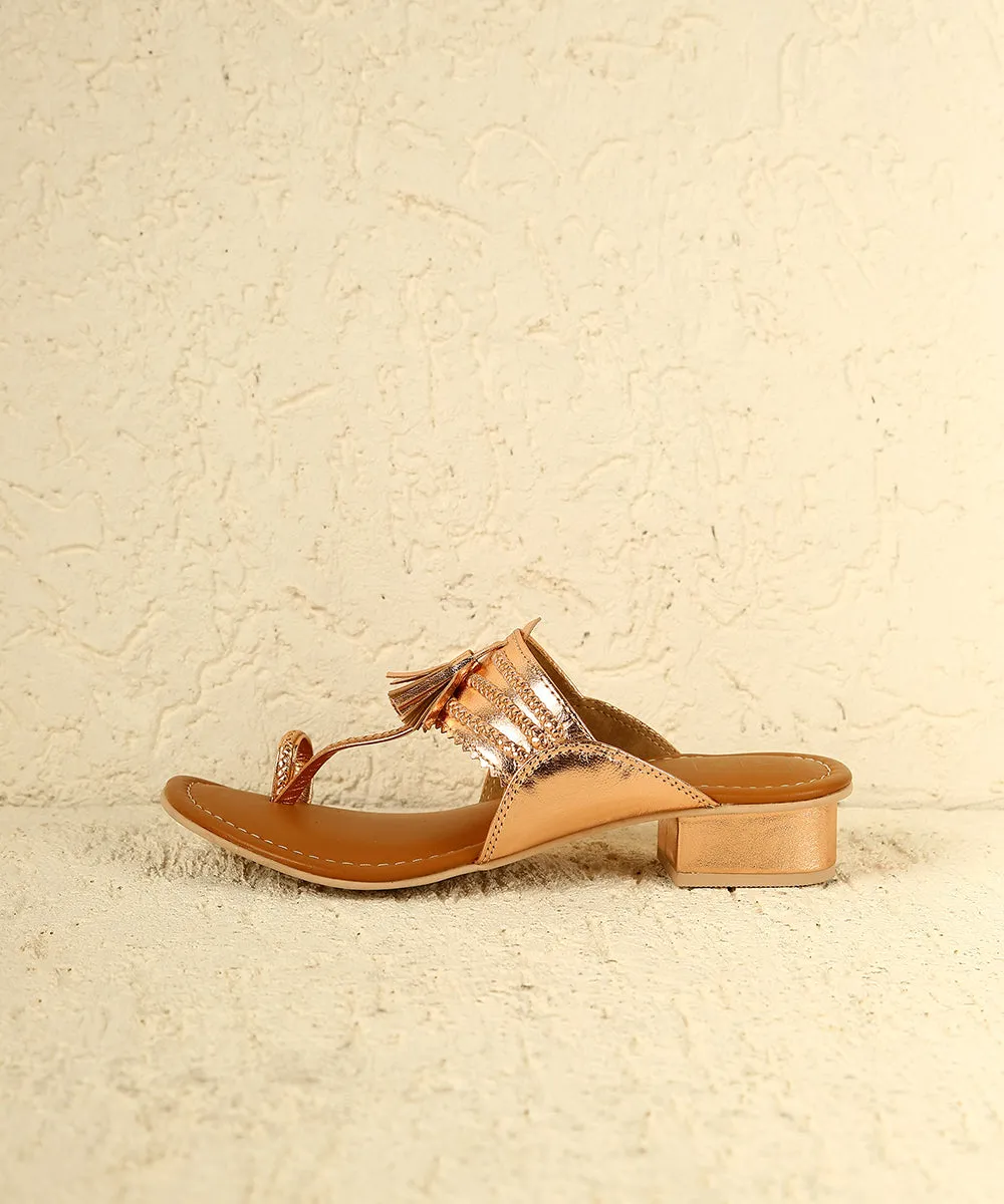 Sana Rose Gold Small Heel Sandals