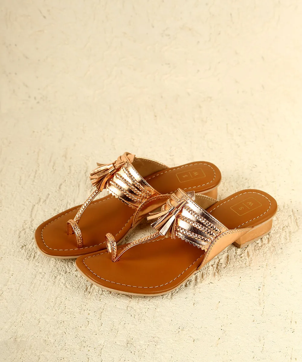 Sana Rose Gold Small Heel Sandals