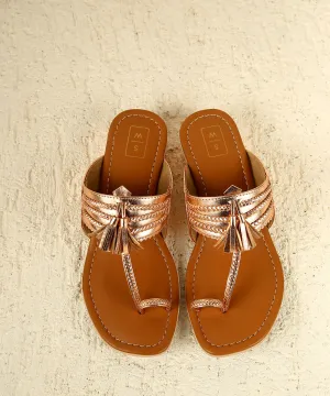 Sana Rose Gold Small Heel Sandals