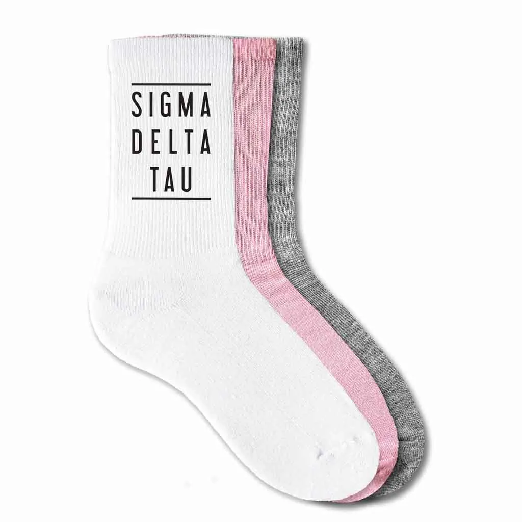 Sigma Delta Tau Sorority Crew Socks