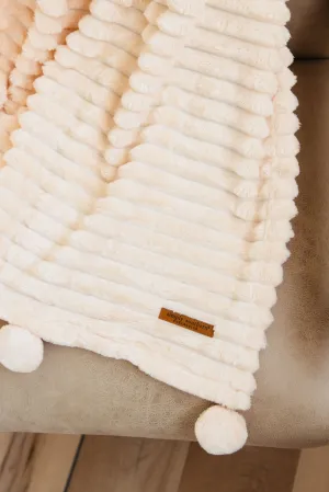 Simply Southern Luxe Pom Pom Throw Blanket in Snow Cream | PP-0224-BLNKT-LUXE-SNOW