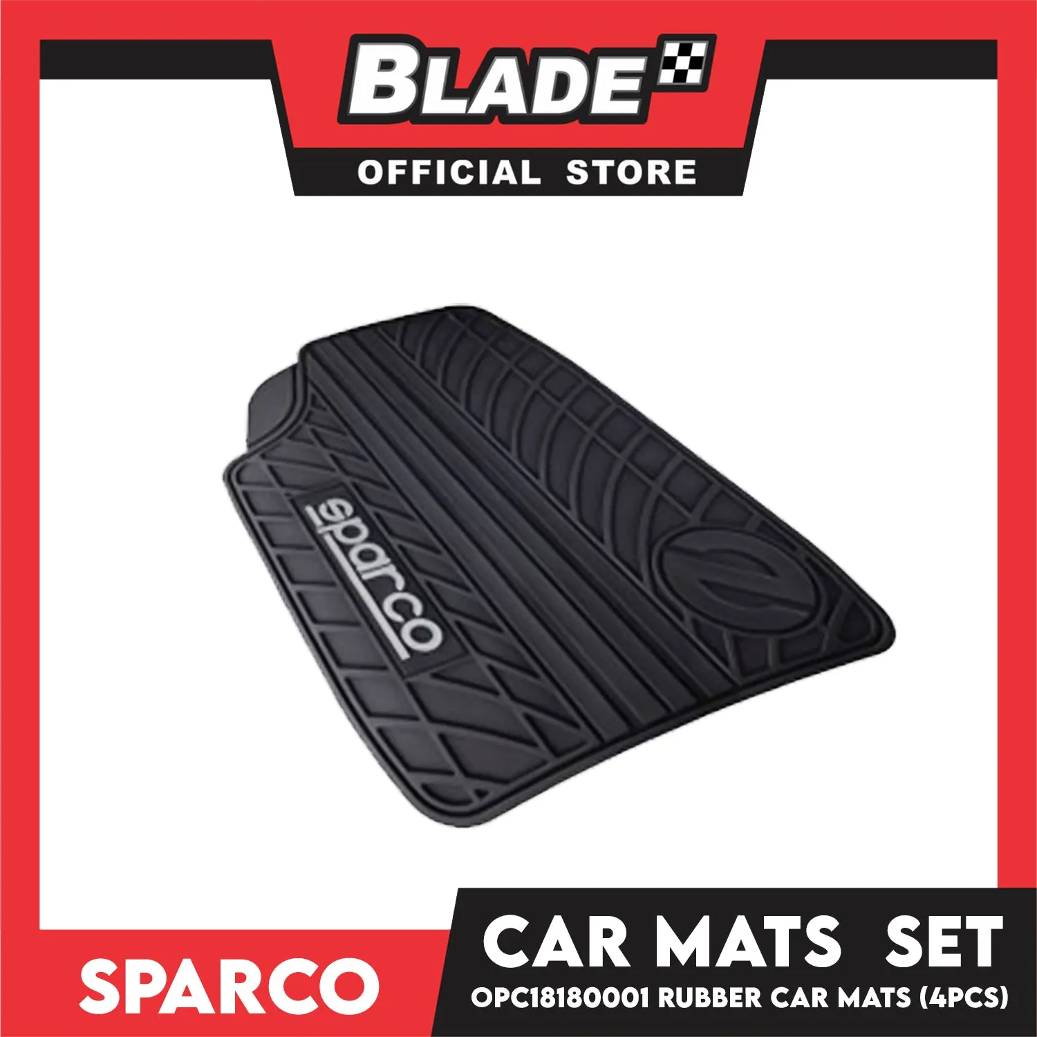 Sparco Car Mats Set of 4pcs OPC18180001 Rubber (Black) Universal and Quick Installation